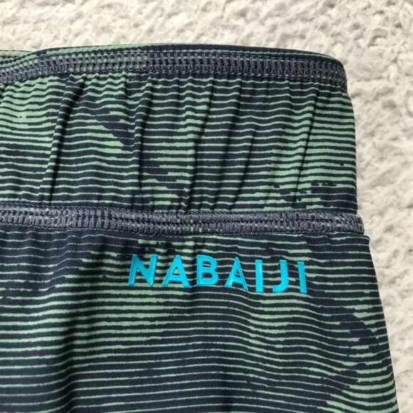 DECATHLON Nabaiji Shorts Mens Size LARGE Green Print 10" Inseam Swim Trunks - Picture 3 of 15